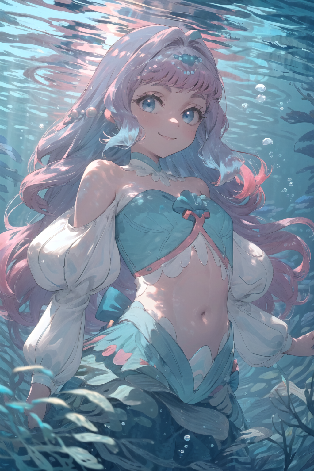 00892-2274689698-masterpiece,best quality,1girl,cure la mer,blue eyes,hair ornament,navel,shoulder cutout,puffy sleeves,sandals,brooch,porch,spre.png